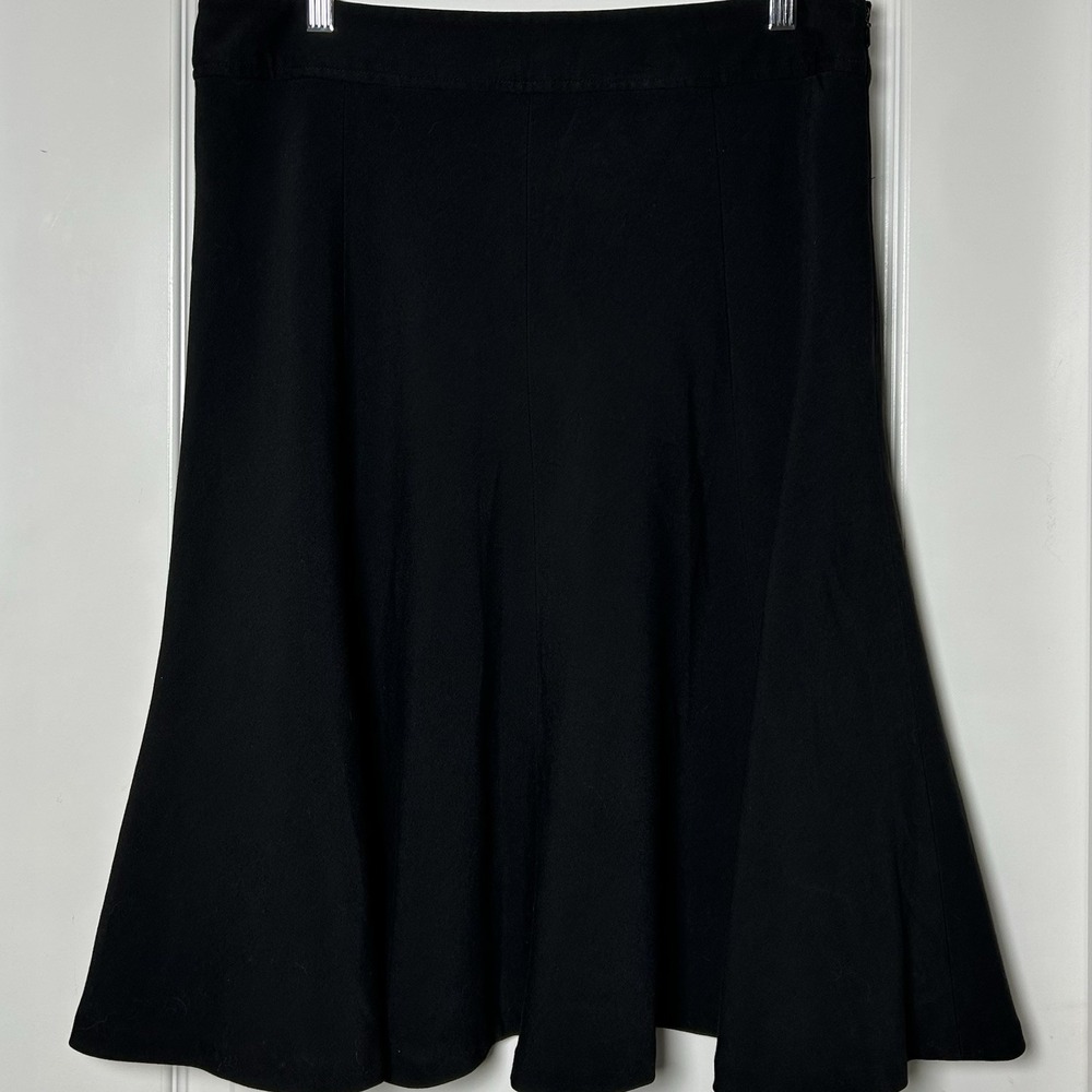 Charter Club Vintage Y2K 2000s Black Panel Seam Flared Trumpet Midi Skirt